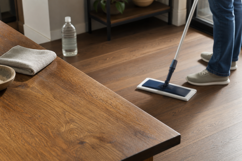 Pulizia di parquet e legno trattato con un prodotto compatibile