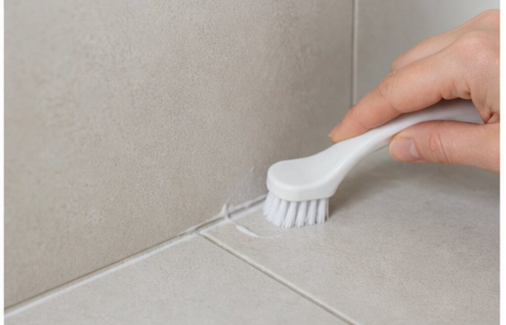 fughe del bagno pulite con spazzolino