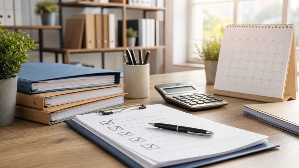 Scrivania con calendario e checklist per la domanda del bonus giovani under 35