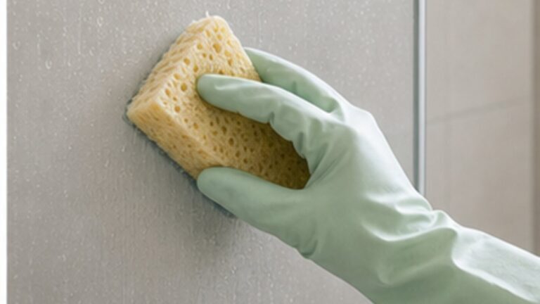 box doccia in plastica pulito con spugna morbida