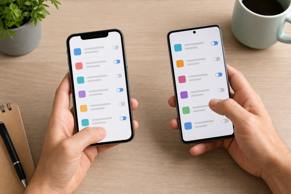 Controllo degli abbonamenti nelle impostazioni di due smartphone
