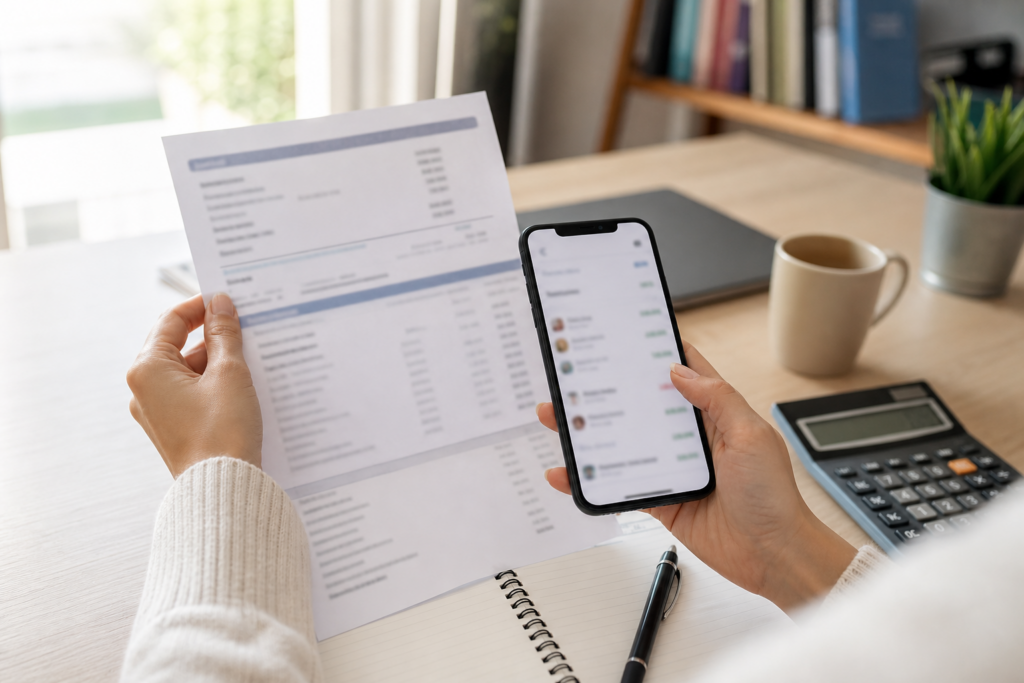 Controllo degli addebiti ricorrenti su estratto conto e app bancaria