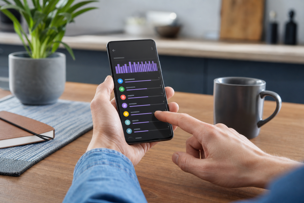 Controllo del consumo della batteria per app su un telefono Android