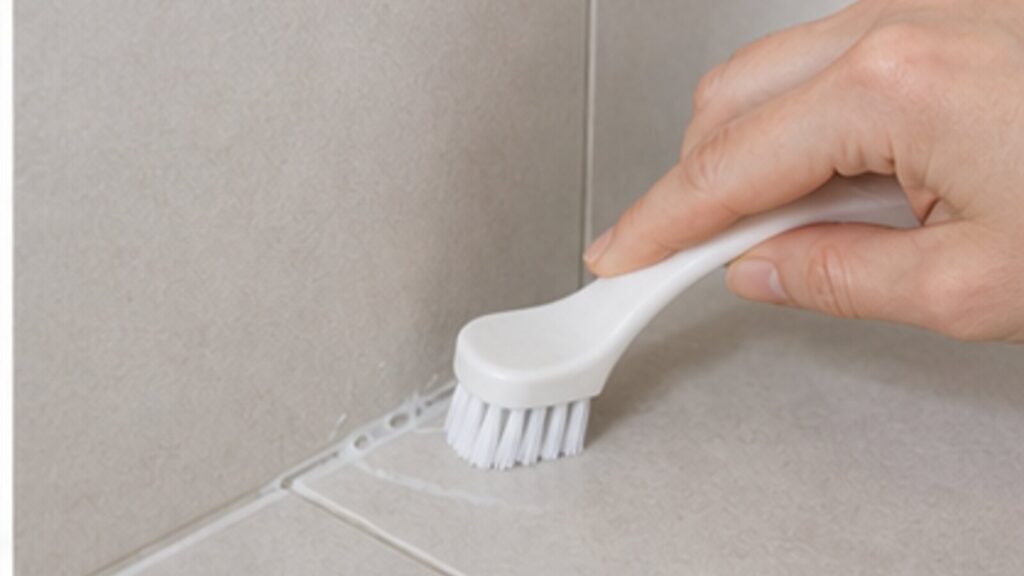 fughe del bagno pulite con spazzolino morbido