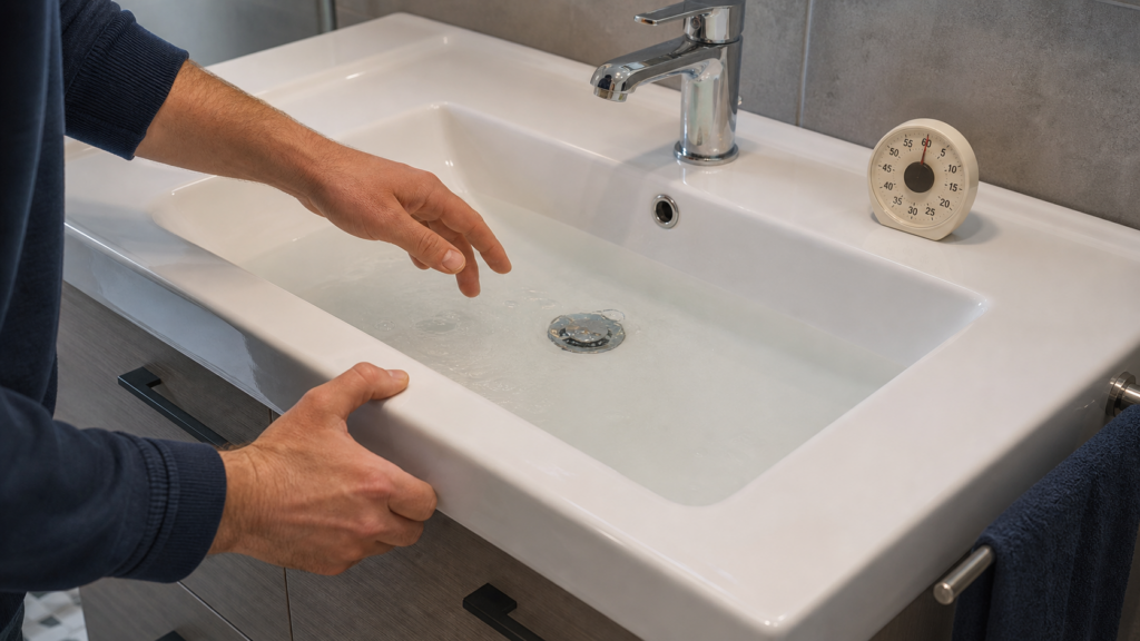 Controllo del tempo di deflusso di un lavabo che scarica lentamente