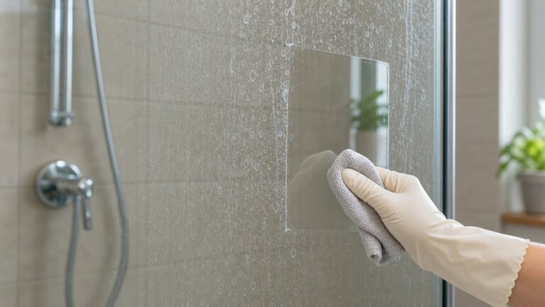 prova su una piccola zona del vetro doccia con calcare