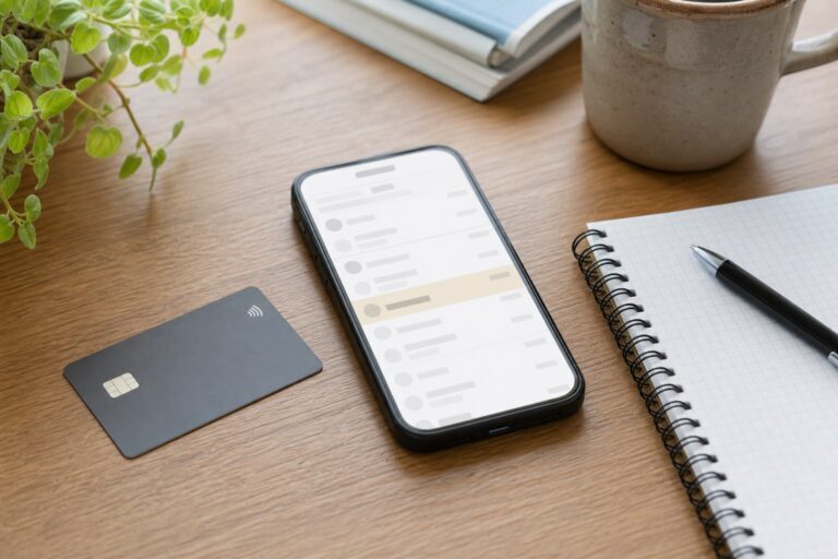 Carta e telefono preparati per controllare un addebito non riconosciuto