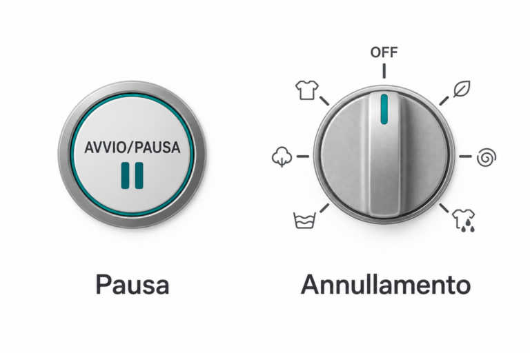 Schema concettuale della differenza tra pausa con il tasto e annullamento con OFF